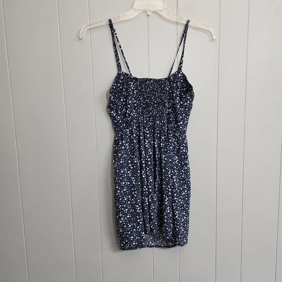 Garage Navy Blue And White Floral Cocktail Party Vacation Mini Dress Size S - Picture 5 of 10